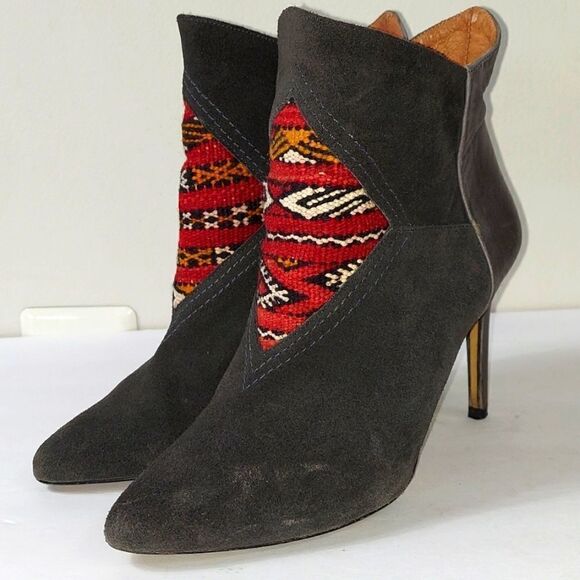 Anthropologie Howsty Etnia Embroidered Stiletto Booties Sz 39 - Picture 2 of 9